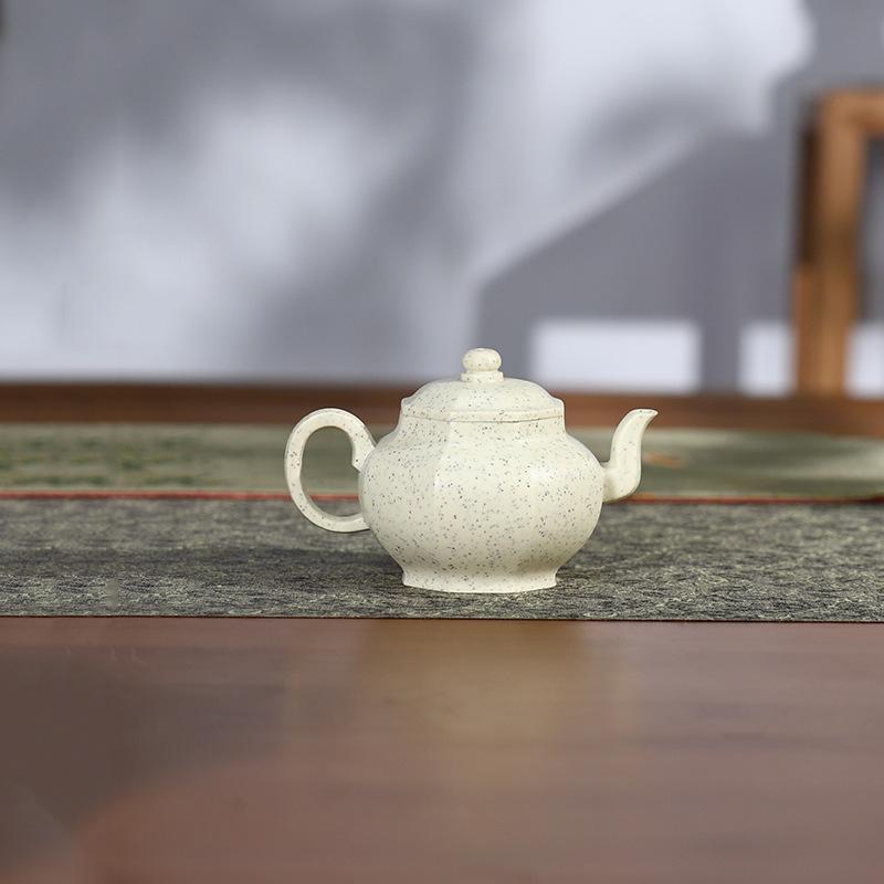 

200ml Yixing Purple Clay Teapot Handmade Hexagonal Palace Lantern Pot Raw Ore White Jade Segment Mud With Filter Zisha Tea Set