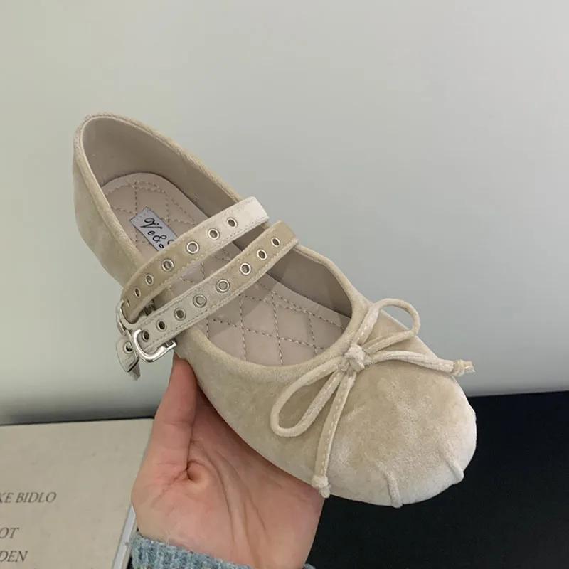 

2025 Spring New Women Flat Shoes Fashion Round Toe Sahllow Slip On Shoes Soft Flat Heel Dress Single Shoes New Woman 35 бежевый