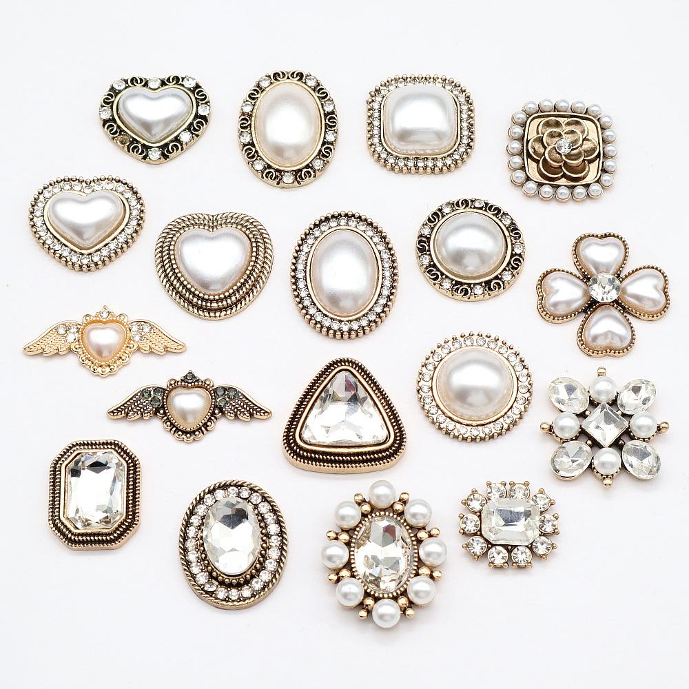 Xiaoxiangfeng Retro Old Series Alloy Jewelry Pearl Diamond Hole Shoes Diy Flat Bottom Buckle Mobile Phone Case Accessories