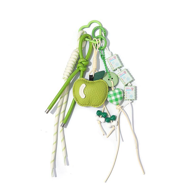 

New handwoven rope creative apple bag pendant fashion keychain pendant cute personalized car pendant зелёный