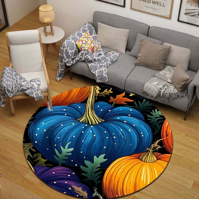 Playful Round Christmas Multicolor Area Rug, Non-Slip Floor Mat for Office