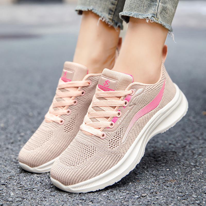 Fly-knit shoes autumn new comfortable and breathable casual shoes mesh low-top color-blocking sports shoes