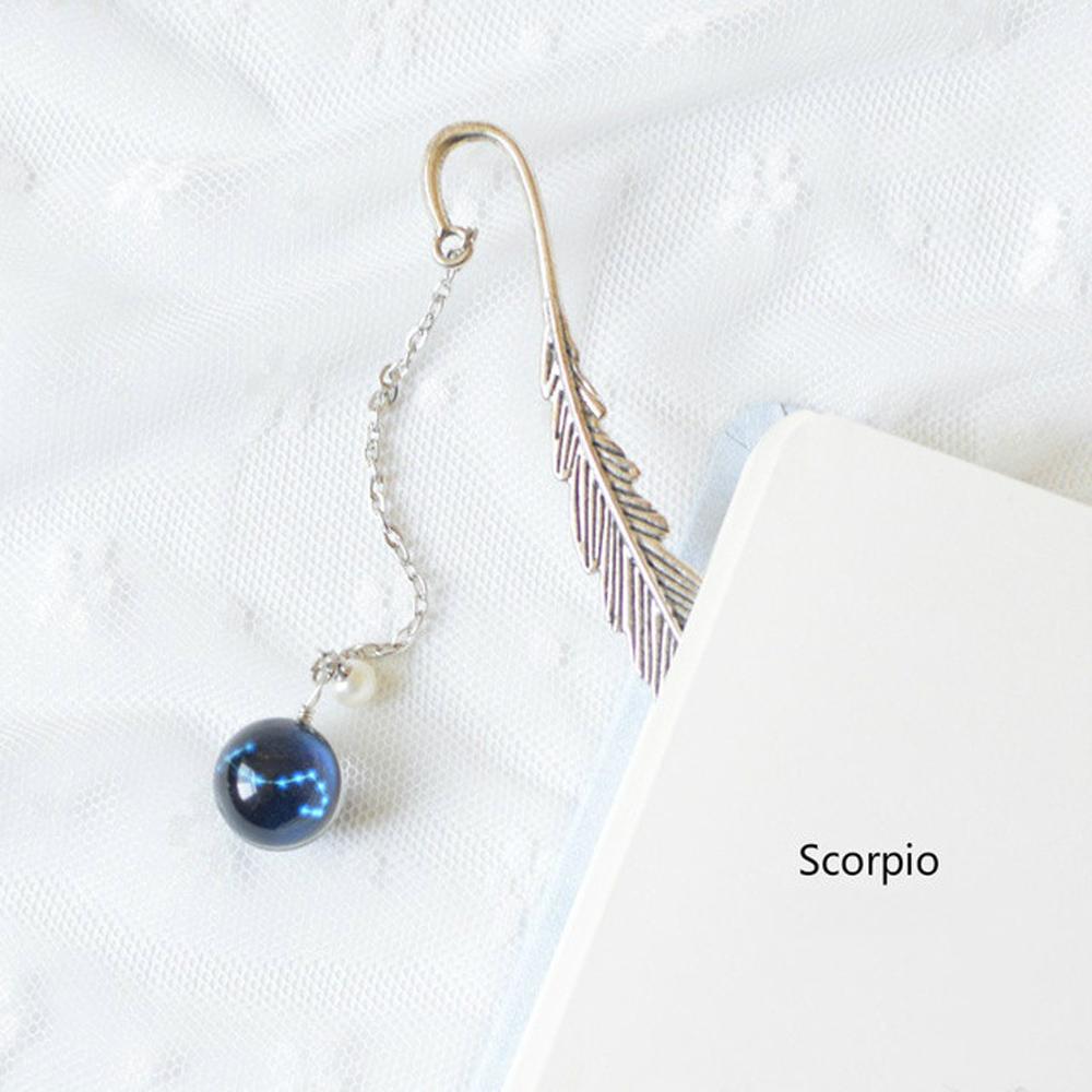 

Bookmark Metal Book mark Luminous Noctilucent Bookmark Bookmark Pendant 12 Constellation Bookmark Scorpio