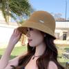 Hat Women's Thin Hollow Knitted Basin Hat Spring and Summer Sun Hat Show Small Irregular Brim Simple Versatile Breathable