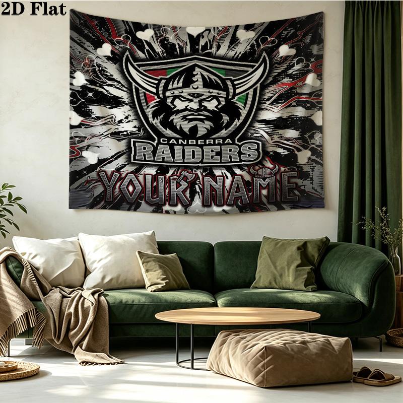 Custom Name Canberra Raiders2 Printed Tapestry – Wall Hanging for Bedrooms, Dorms, and Home Decor