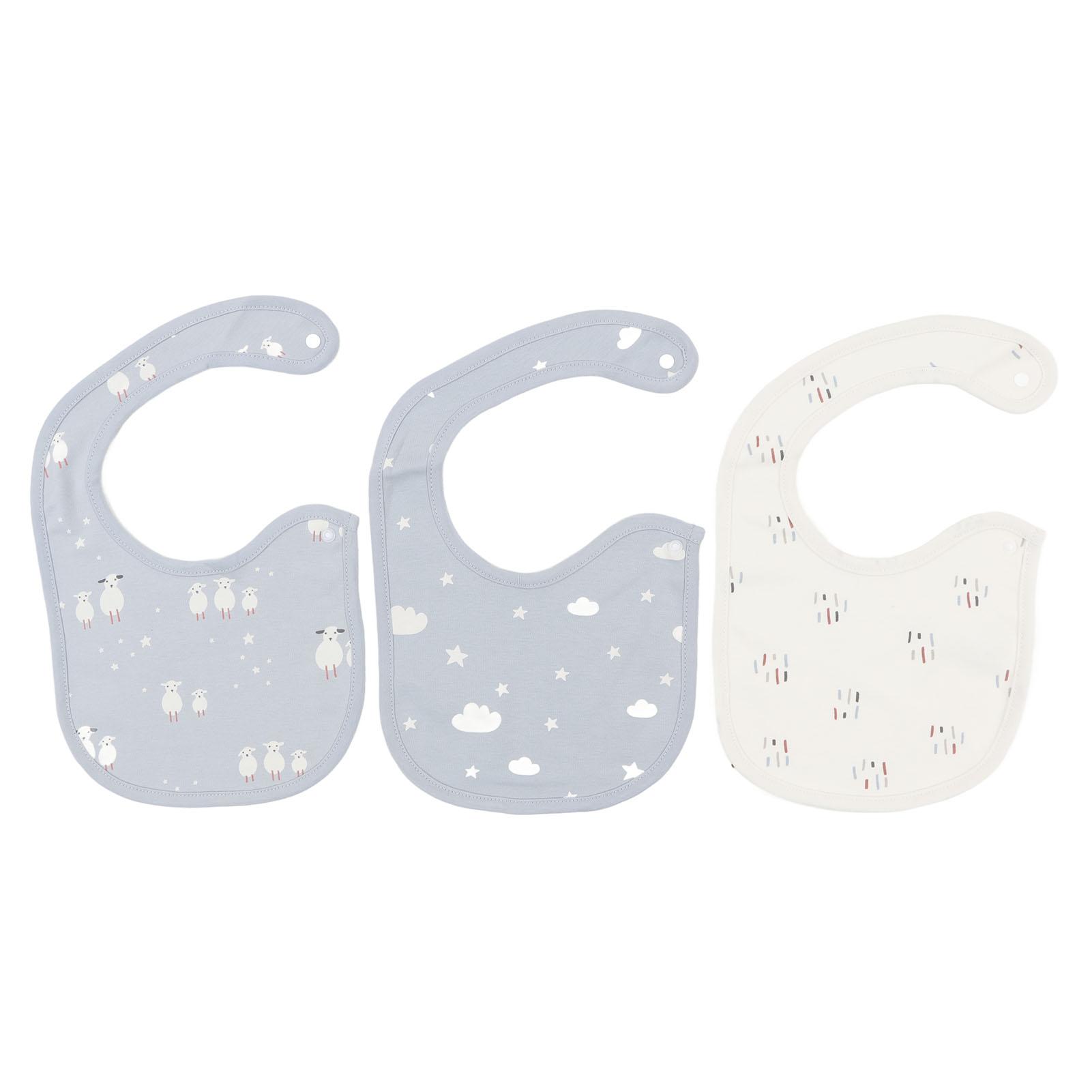 

3 шт. Детские нагрудники с милыми рисунками животных, застежка на пуговицы, мягкие хлопковые водопоглощающие нагрудники для младенцев
