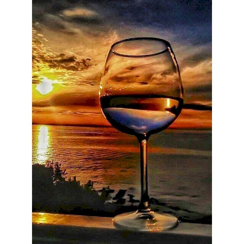 

5d Diy Алмазная картина Стеклянная чашка для воды Пейзаж Мозаика Алмазная вышивка Полный квадрат Вышивка крестом Домашний пейзаж Стена Full Round 20x30CM