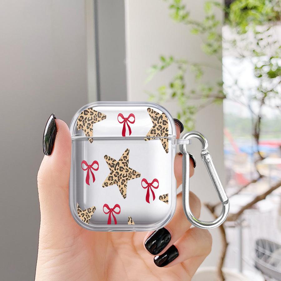 Case For Airpods 2 Pro 3 Pro2 4 1 Pro3 Clear Earphone Cases Cover Leopard Love Star
