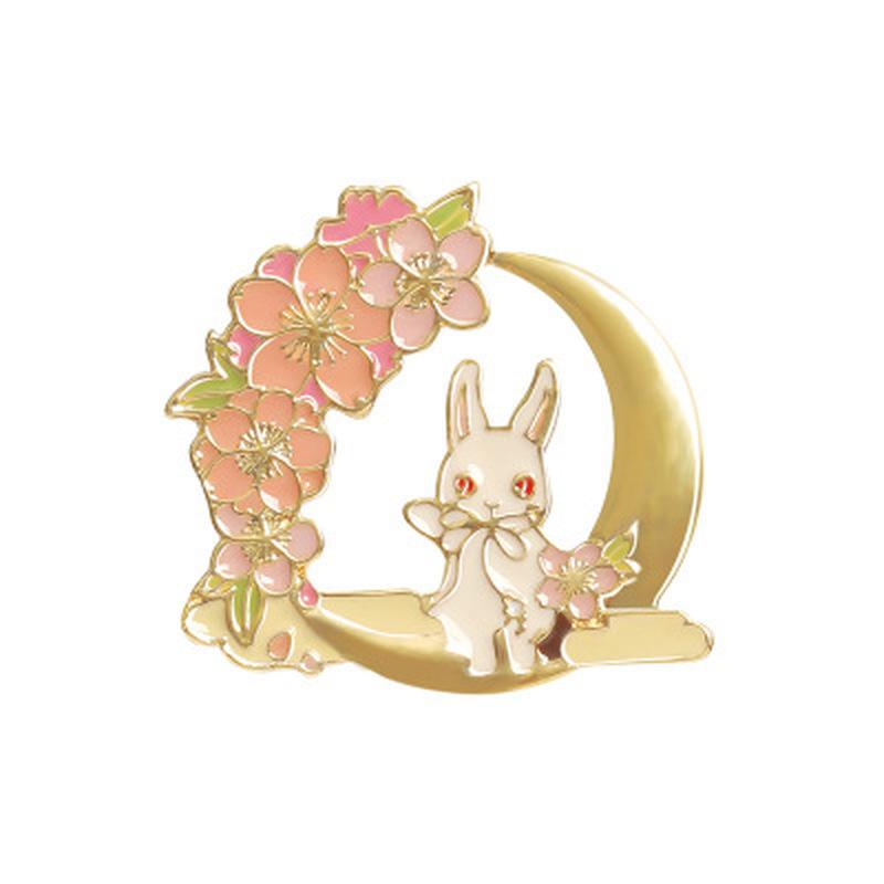 Lovely Cute Bunny Hard Enamel Pin Fashion Cartoon Animals Pastel Cherry Blossoms Brooch Medal Jewelry Gift