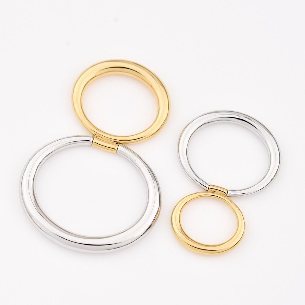 Electroplated Scarf Buckle Ring Double Ring  Trendy   Clothing Accessories