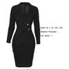 Women Pencil Dress Solid Color Buttons Autumn Winter Slim Zipper Suit Dress for Office