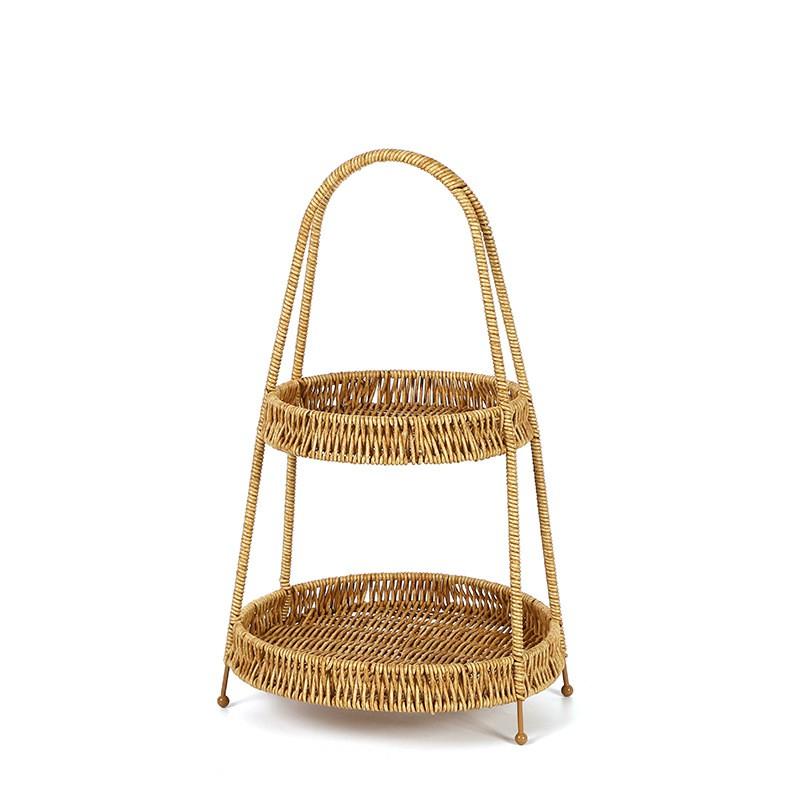 Woven-Style PP Multi-Tier Serving Basket Snacks Fruits Bread Dim Sum Japanese Style Storage Organizer