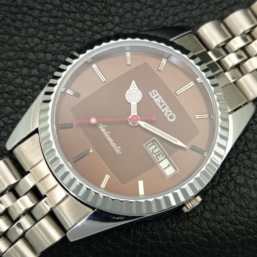VINTAGE REFURBISHED SEIKO AUTOMATIC 6309A JAPAN MENS BROWN DIAL WATCH a443166-1