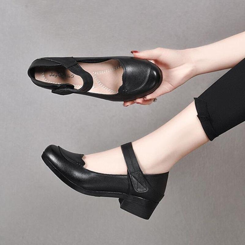 Fashion GKTINOO Spring Autumn Shoes Woman 2025 Genuine Leather Women Pumps Lady Leather Round Toe Platform Shallow Mouth Shoe