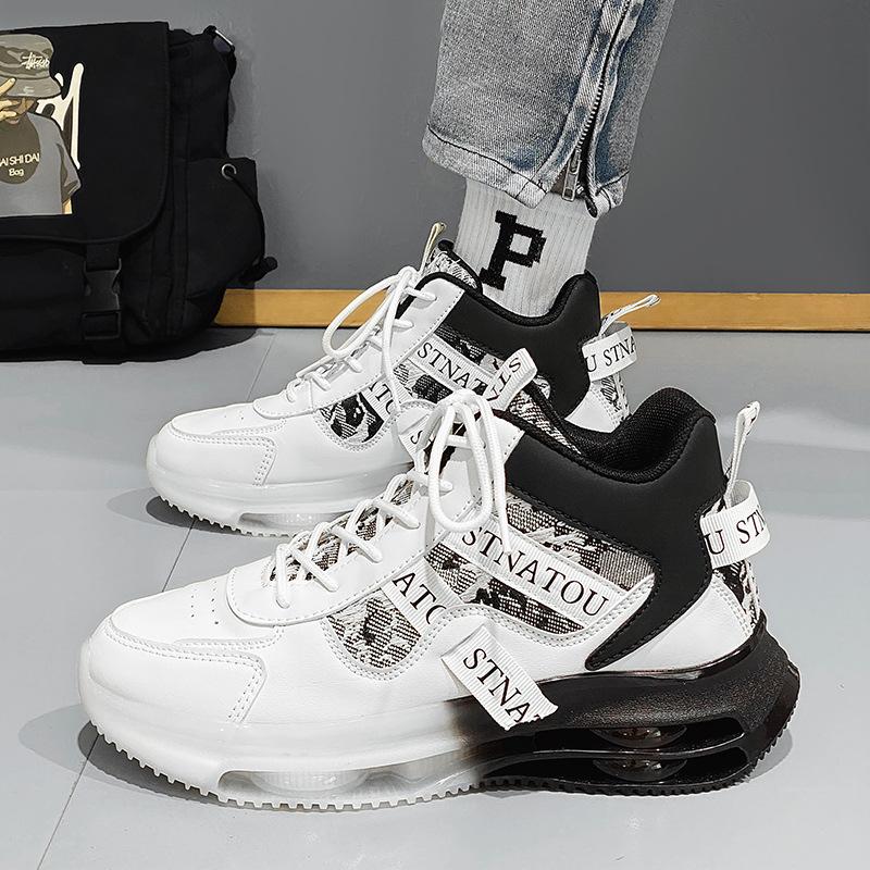 Fashion 2024 New Breathable High Top Sports Shoes for Men's Trendy Casual Shoes with Soft Sole and High Height Youth Running Shoes