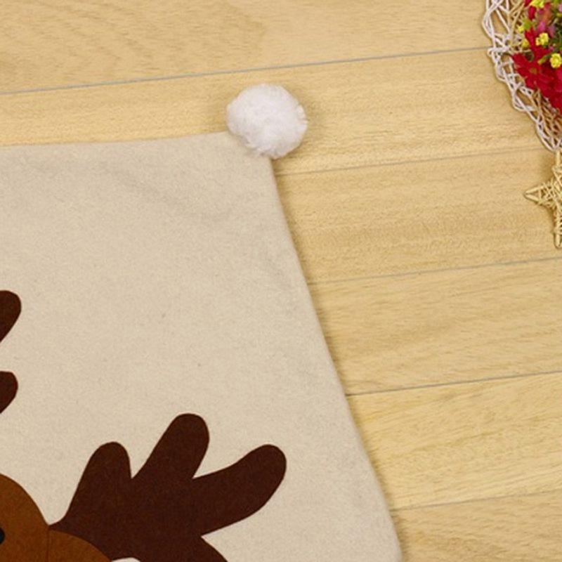 1PC Beige Christmas reindeer embroidered chair cover Christmas Home Decor Dinner Chair Xmas Cap Gifts Party Supplies