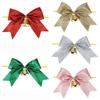 Red Bow Pendant Glitter Christmas Tree Ornament Party Christmas Bow with Bell  Home Decor
