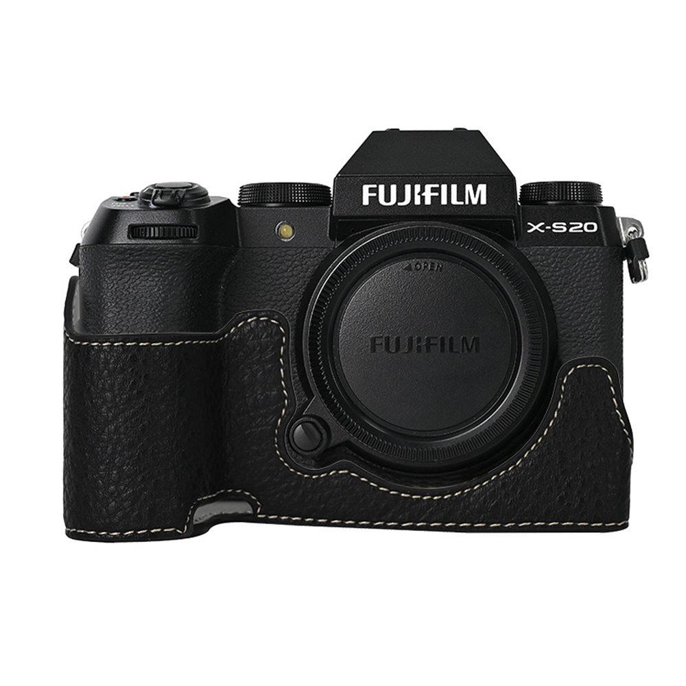 

Magnetic PU Leather Camera Half Case for Fujifilm XS20 Fuji X-S20 Litchi Skin Bottom Opening Cover