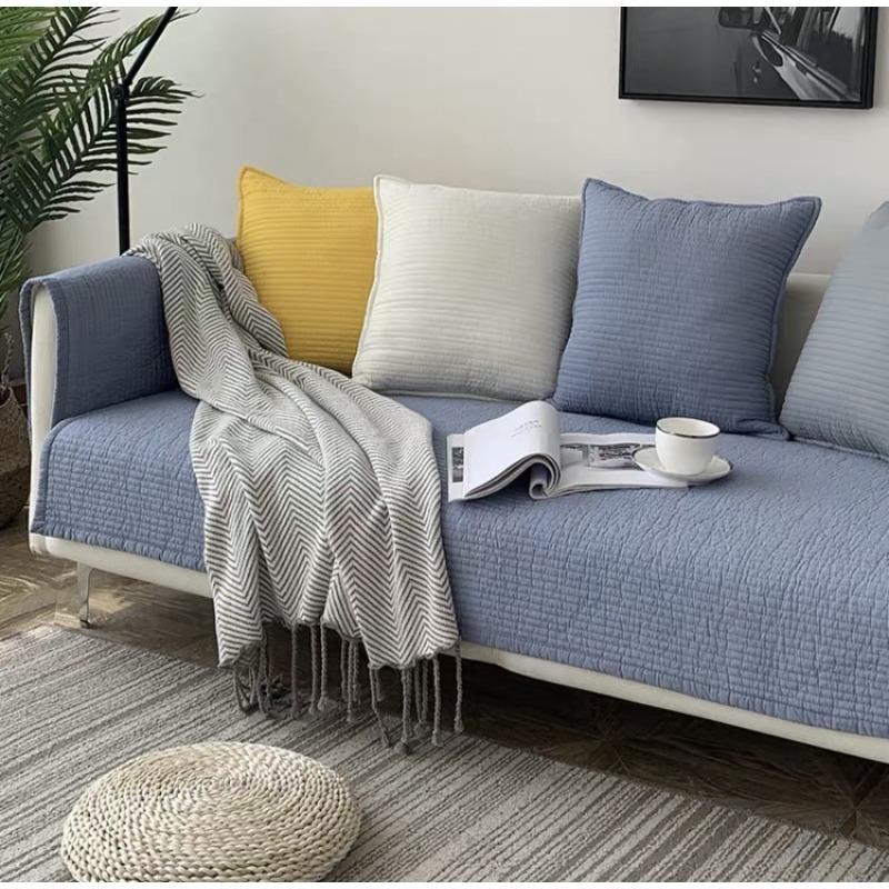 Nordic Simple Modern Solid Color Fabric Craft Four Seasons Universal Non-Slip Sofa Cushion Cushion Autumn and Winter