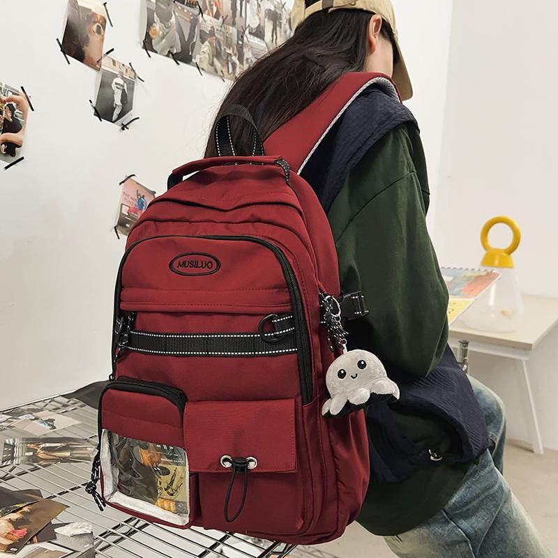 Sac à dos d'école pour étudiant, sac à dos de couleur unie pour femme, sac à dos d'ordinateur pour homme