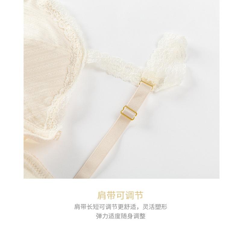 Thin Lace Hook Lace Strap Bra No Underwire Small Chest Held Back Double Row Buckle Solid Color Sexy Underwear Multi-color