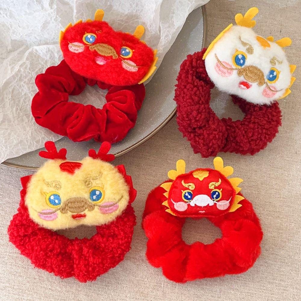 Red Envelope New Year Bell Hair Rope Pearl Children Dragon Rubber Band  New Year