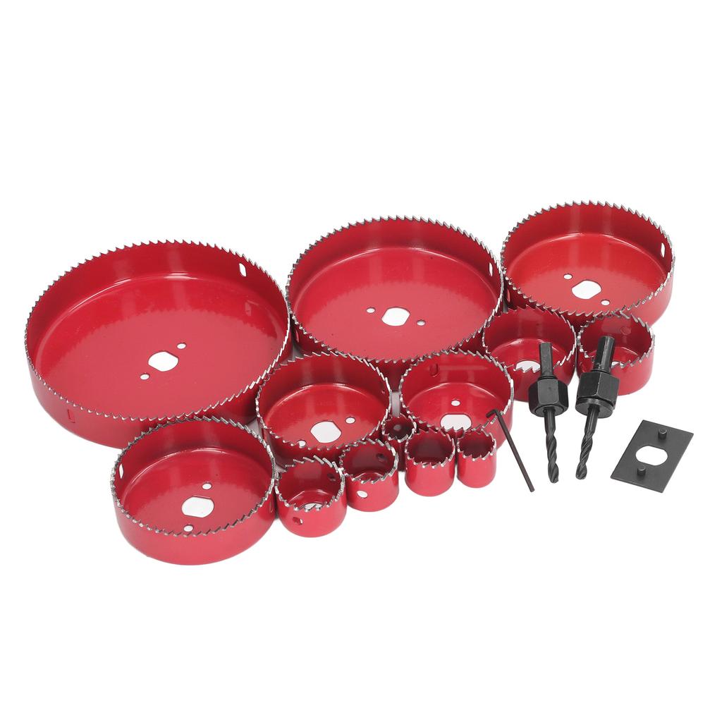 17ks Sada děrovek Bimetalové vrtáky Sada pro těžké dřevoobrábění Fréza s přenosným kufříkem pro