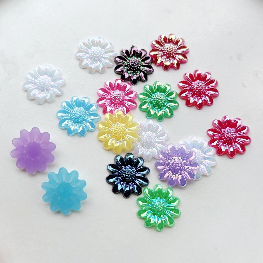 20pcs Mixed 20mm Ab Color Chrysanthemum Decoration Flat Back Diy Hair Accessories Mobile Phone Shell Decoration Flowers
