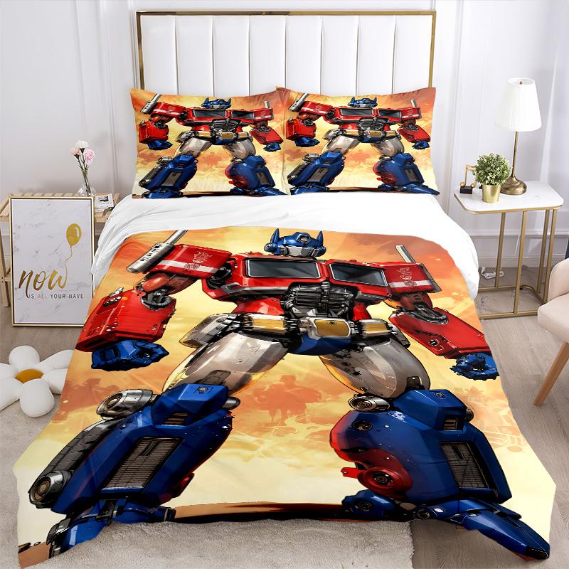 Optimus Prime Robot Hero Print 3Pcs Bedding Set,Duvet Cover with 2 Bedro,Pillowcase Home Birthday Gift