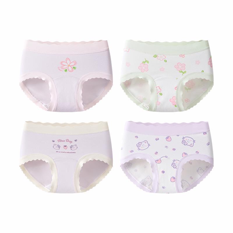 Girls' Pure Cotton Antibacterial Triangle Briefs - No Pinch Comfort for Babies & Older Children (Autumn/Winter)