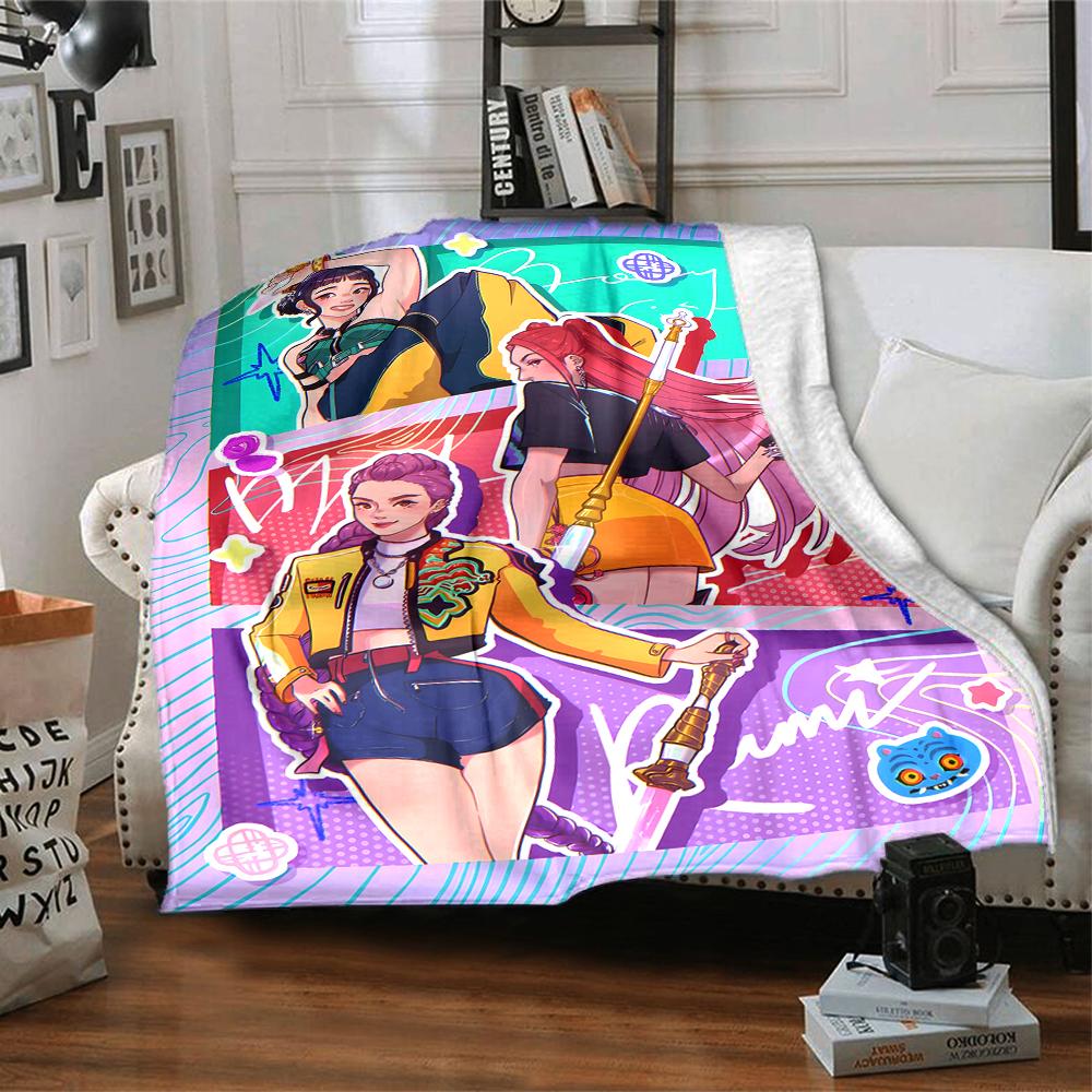1pc KPop Demon Hunters9 Blanket, Gift, for Men and Women, Soft Blanket, Good for Sofa Bed Couch Travel, Lightweight Flannel Blanket