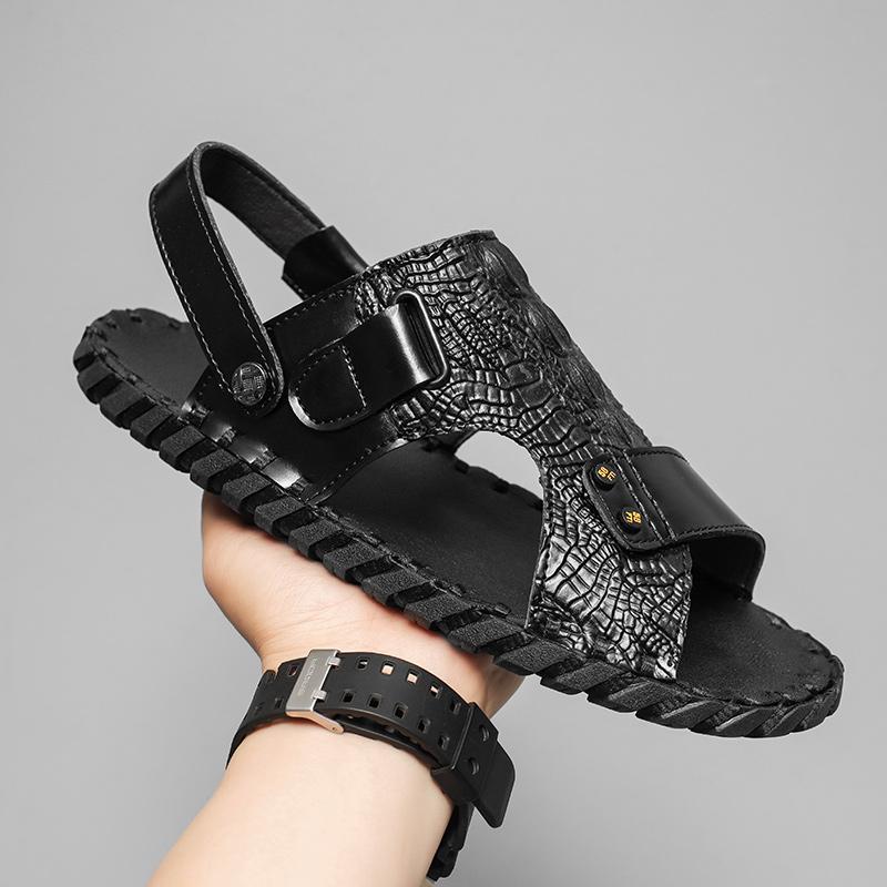 FashionSummer Sandals Men Leather Classic Roman Sandals New Slipper Outdoor Sneaker Beach Rubber Flip Flops Men Water Trekking Sandals