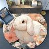 Bunny Round Area Rug,Carpet Rug for Living Room Bedroom Sofa Playroom Decor,Non-slip Floor Mat
