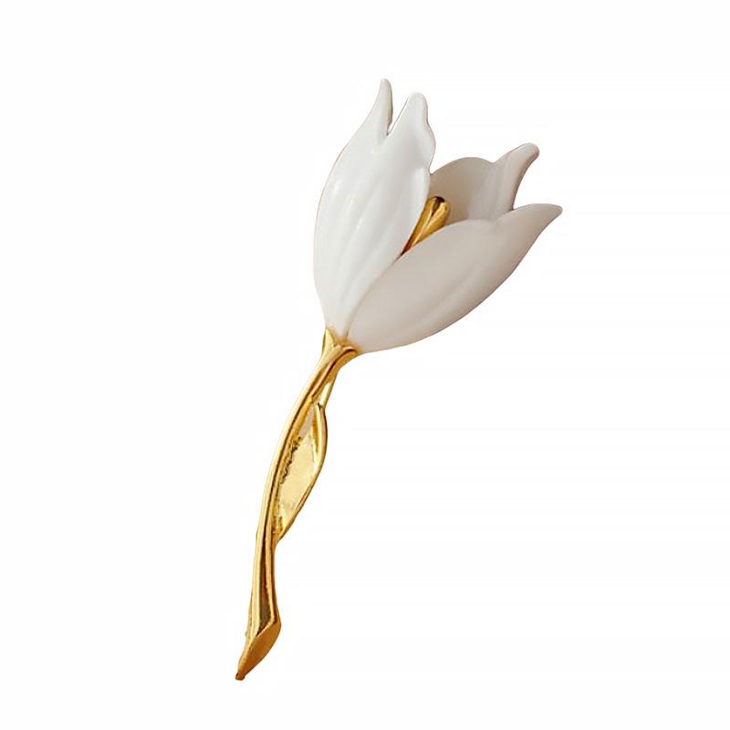 Elegant Tulip and Magnolia Brooch for Coats and Shawls