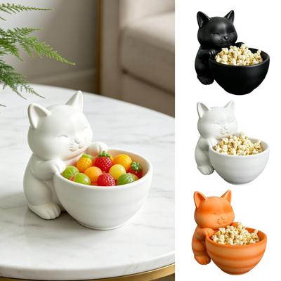 Cat Shape Storage Ornaments Large Capacity Bowl Storage Box 3D Print Molding Desktop Organizer for Snacks Keys Small Items
