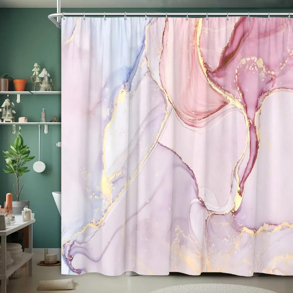 Marble Textured Shower Curtain Luxury Modern Geometric Creative Irregular Ink Art Home Polyester Fabric Bathroom Decor Curtains
