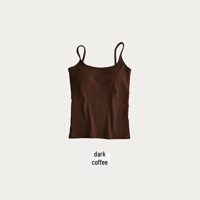 Women's Slim Fit Velvet Camisole with Chest Pad - Square Collar, Sleeveless Top for Autumn/Winter. Perfect as Inner Wear or Outerwear.