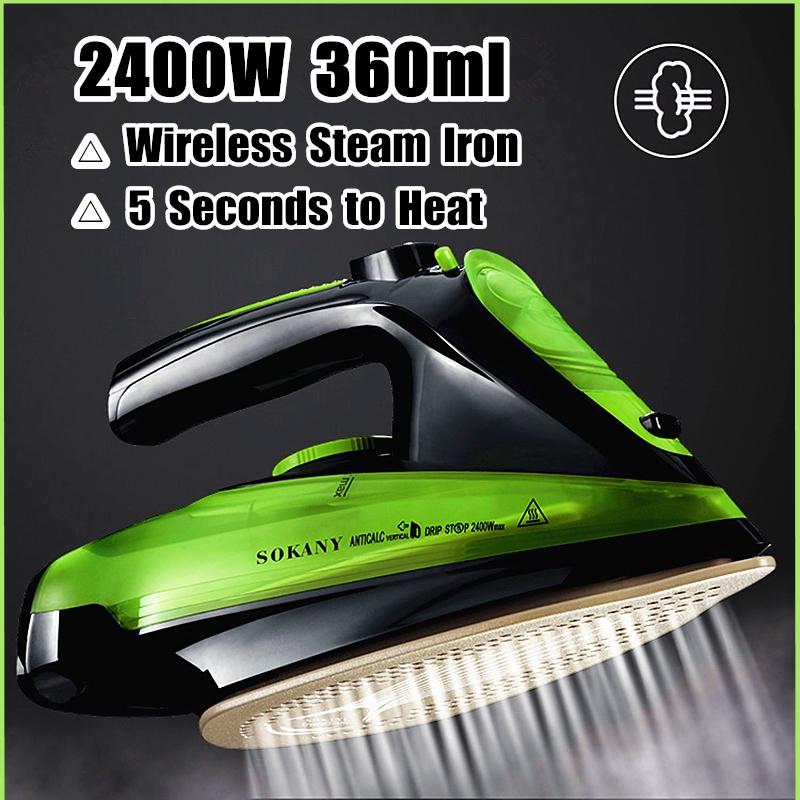 2400W/360ml Dampfbügeleisen 5 Geschwindigkeitsstufen Einstellbar Kabellos Aufladbar Tragbar Kleiderbügeldampfer Tragbare Keramiksohle