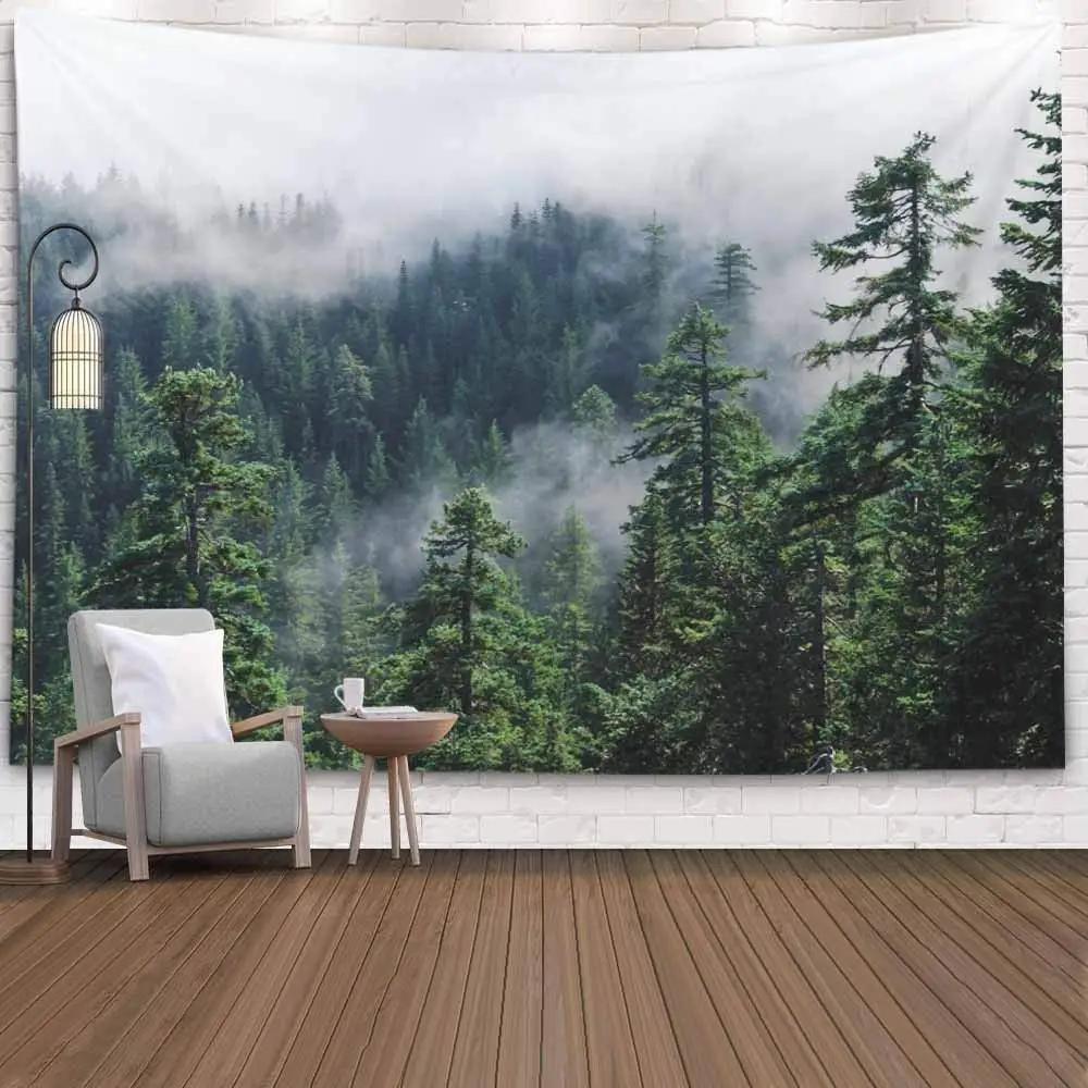 VIKAMA Misty Mountain Forest Tapestry Natural Aesthetics Tapestry Wall Hanging Art Bedroom Living Room Dormitory Decoration