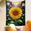Sunflower with Butterflies and Lanterns Patterned Tapestry Home Decor, Suitable for Bedroom and Living Room, Gift