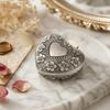 Metal Construction Vintage Jewelry Box Carved Flower Heart Jewelry Box  For Earring