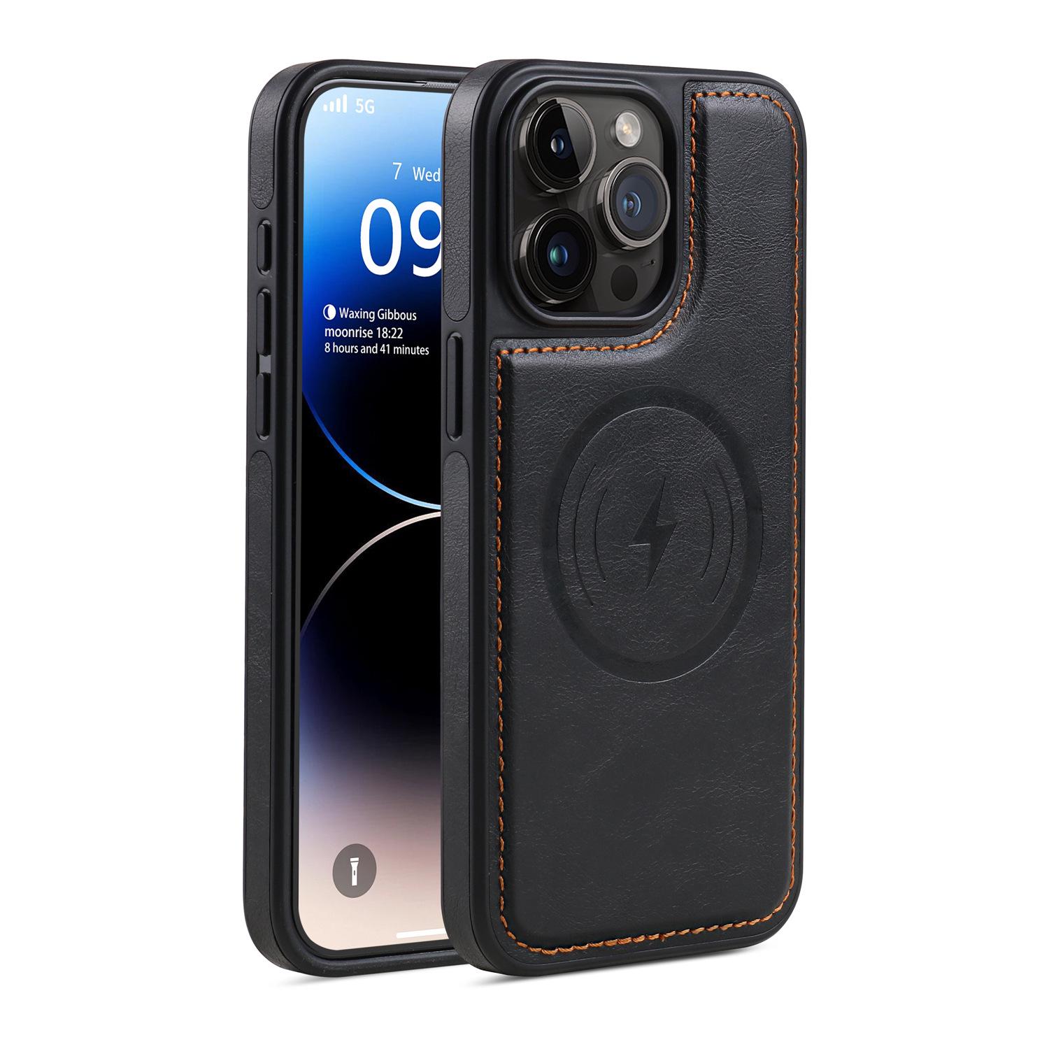 

Премиальный магнитный противоударный чехол из ПУ кожи для iPhone 17, 16, 15 Pro Max 16