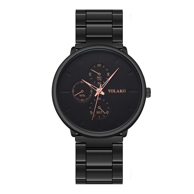 Men Wristwatch with Alloy Mesh Strap Military Quartz Watch Three-Eyed Simple Wristwatch Casual Men Wristwatch