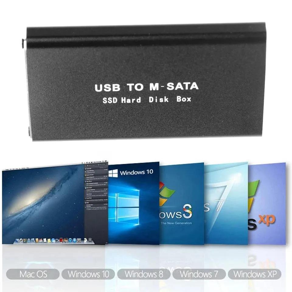 MSATA til USB 3.0 SSD-kabinett Mini SATA USB-adapter Ekstern solid state-diskboks for PC bærbar 30x50 mSATA HD harddisk