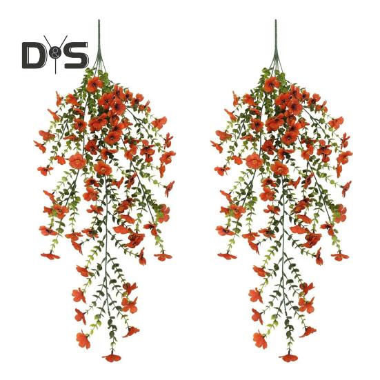 Hängende Blumen für den Außenbereich, UV-beständig, Kunstblumenstrauß, ganzjährig, künstliche Rankenblumen für Fenster, Garten, Veranda, Hochzeitsdekoration