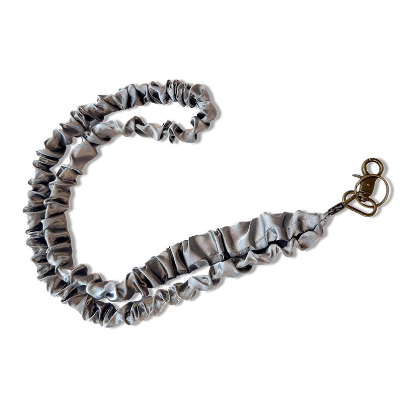 Handmade Elastic Phone Lanyard with Pleated Fabric and Neck Strap for Work ID