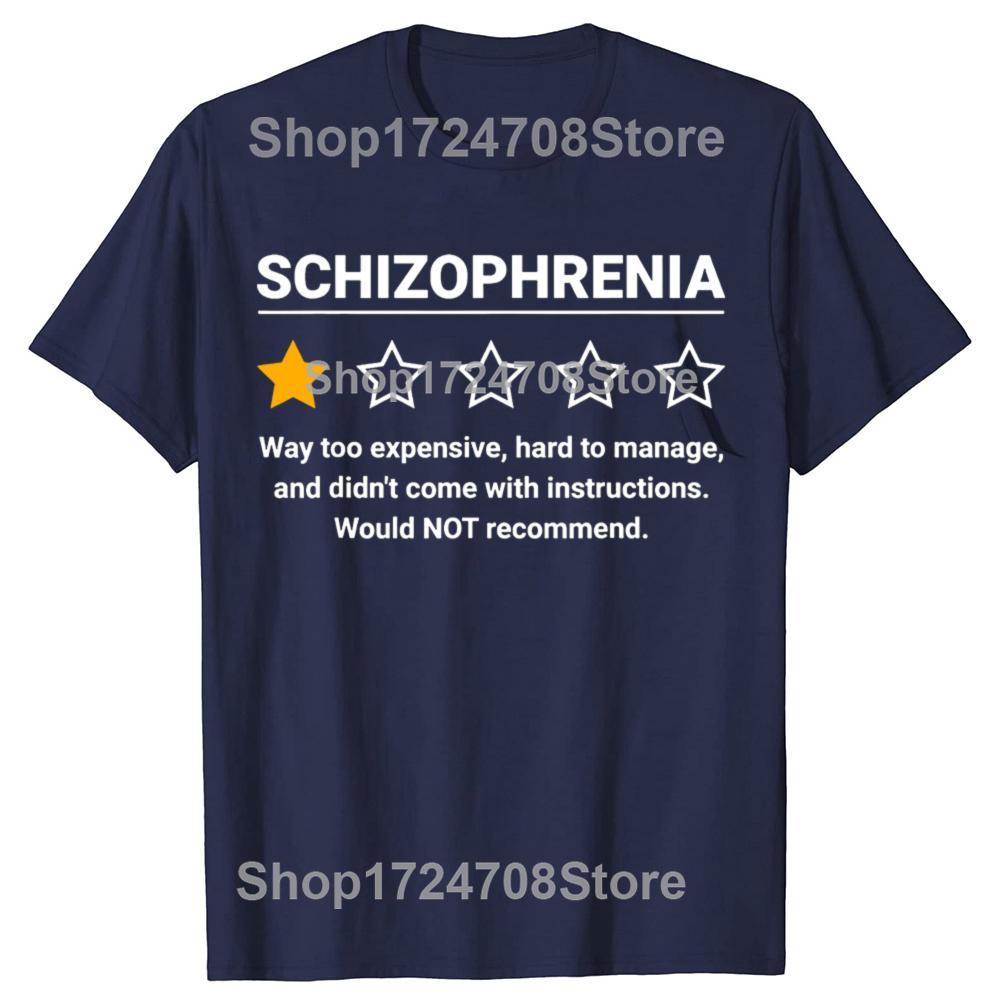 Schizophrenia One Star Rating Funny Awareness T-shirts Men Women's Fashion Casual Tshirt 100% Cotton Loose Oversized T Shirt