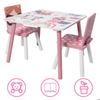 GINGER HOME Ensemble Table et 2 Chaises en Bois pour Enfants – Super Girl – Blanc et Rose – Apprentissage et Loisirs