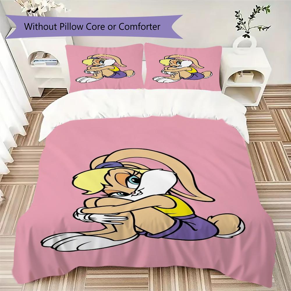 Bugs Bunny Pattern Bedding uilt Set uilt Cover Pillowcase Home Decoration Birthday Gift (1 * duvet cover + 2 * pillowcase without core)