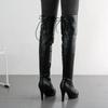 Women's high-heeled boots, sexy European and American style autumn and winter new waterproof table, fine-heeled large-size knee boots